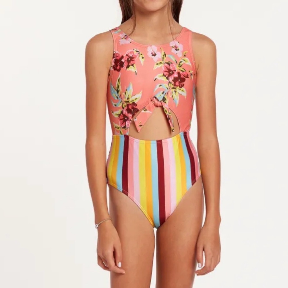 Volcom girls one piece swim suit 14